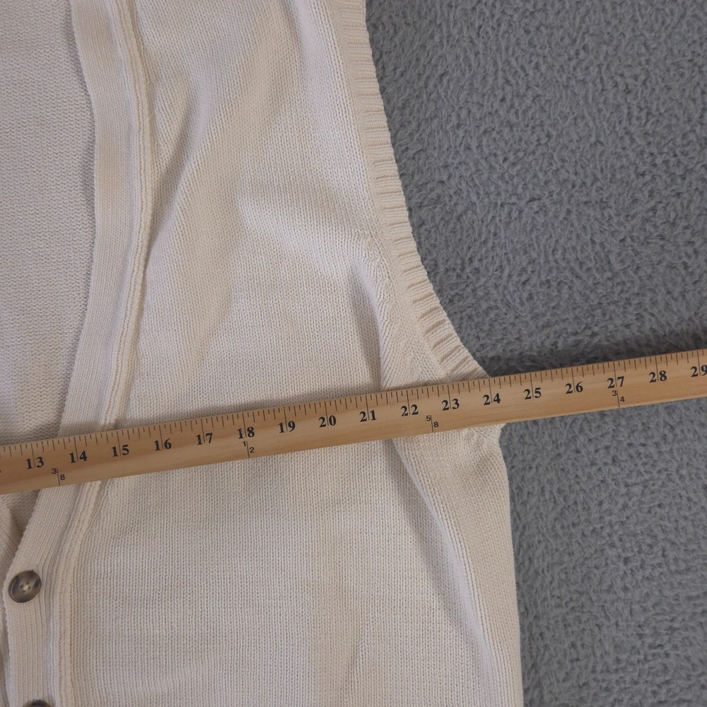 VINTAGE Lands End Sweater Vest Mens XL Beige Button Cardigan Cotton Made in USA - Picture 5 of 8